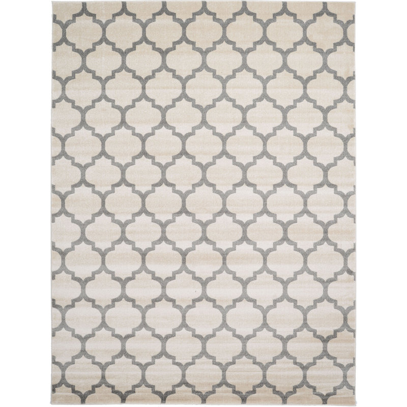 Tapis beige et gris à motif géométrique Molly, Rectangle 9 pi x 12 pi