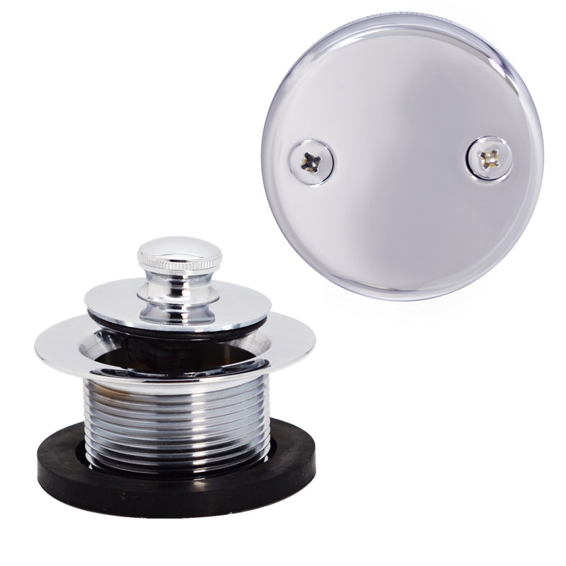 1-1/2" Coarse Thread Twist & Close Bathtub Drain Trim with Two-Hole Overflow, Polished Chrome