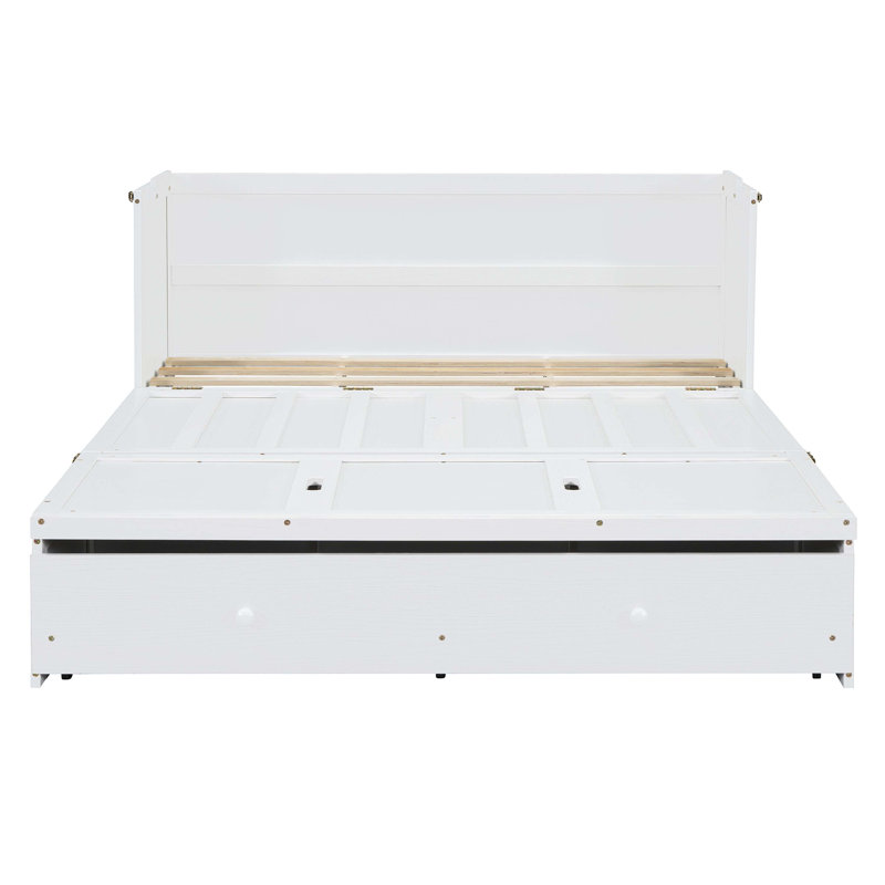 Armoire murale Murphy avec prises et tiroir, Blanc, Grand
