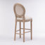 Tabourets de bar en bois français avec sièges rembourrés et naturel, ensemble de 2