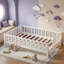 Lit plateforme simple en bois avec garde-corps-186965329