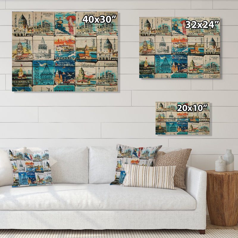 «Istanbul Monument Collage», impression sur bois sans cadre, H 8 po x l 12 po x P 1 po