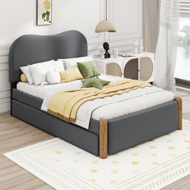 Brex Upholstered Bed, Twin, Grey