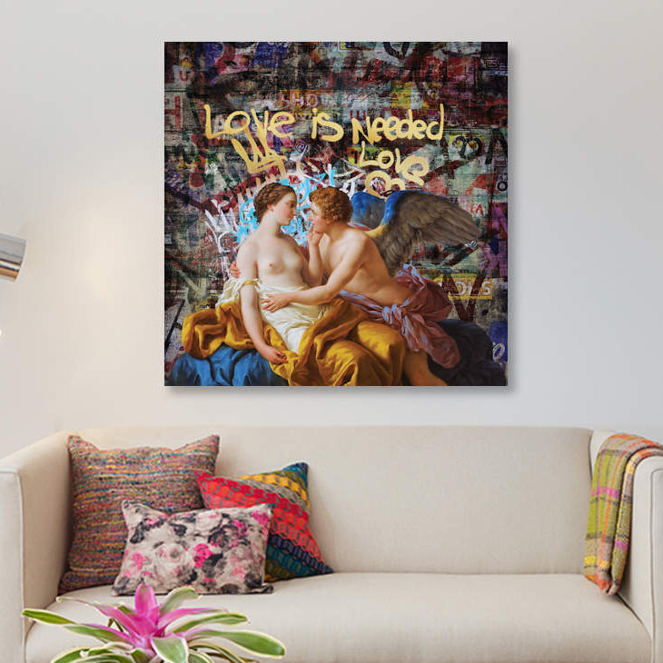« love is requis », reproduction sur toile, H 37 po x l 37 po x P 1,5 po, Pas de tapis, Toile tendue