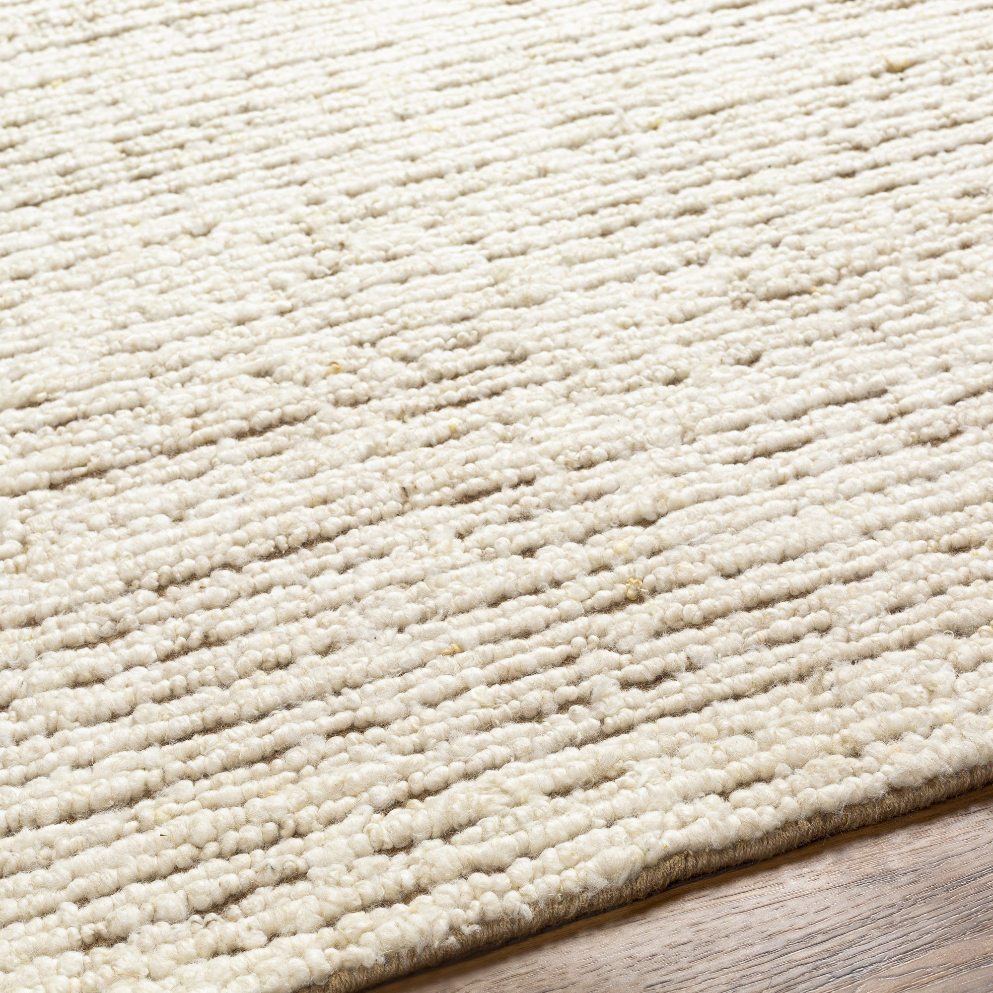 Gillian Striped Handmade Area Rug in Cream/Camel, Rectangle 2' x 3'