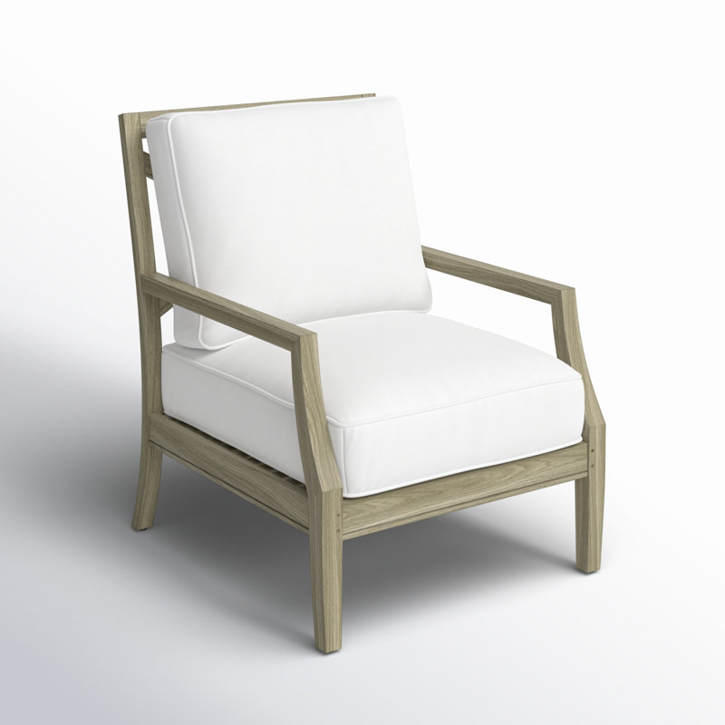 Chaise longue en teck Haley - Huître, Teck huître, Blanc naturel, Welt + bourre standard