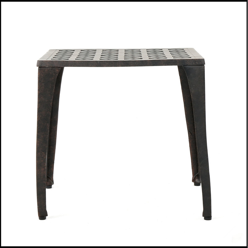 Durable Cast Aluminum Outdoor Side Table With Elegant Grillwork, Lightweight And Weather-Resistant For Patio And Garden Use