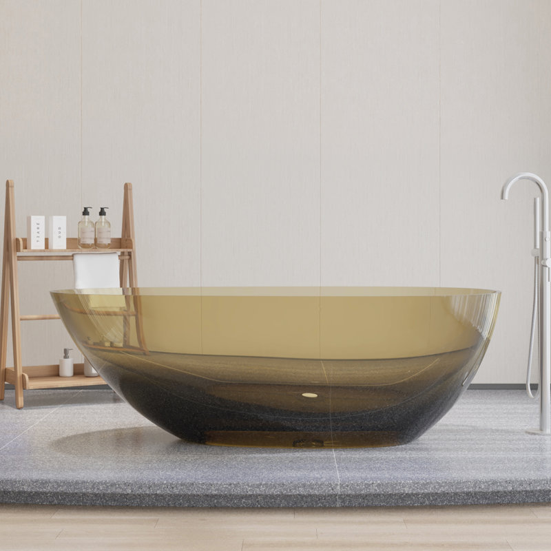  67'' x 33'' Freestanding Soaking Solid Surface Bathtub Bathroom soaking tub, Matte White