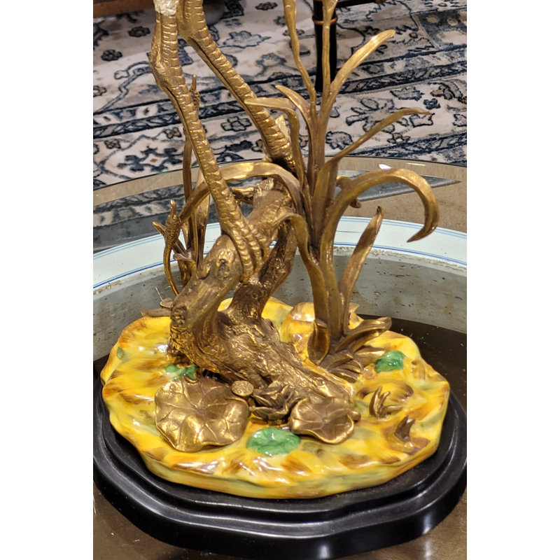 Porcelain Shore Bird with Bronze Ormolu Base