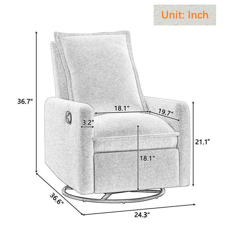 24.3" Manual Recliner, White