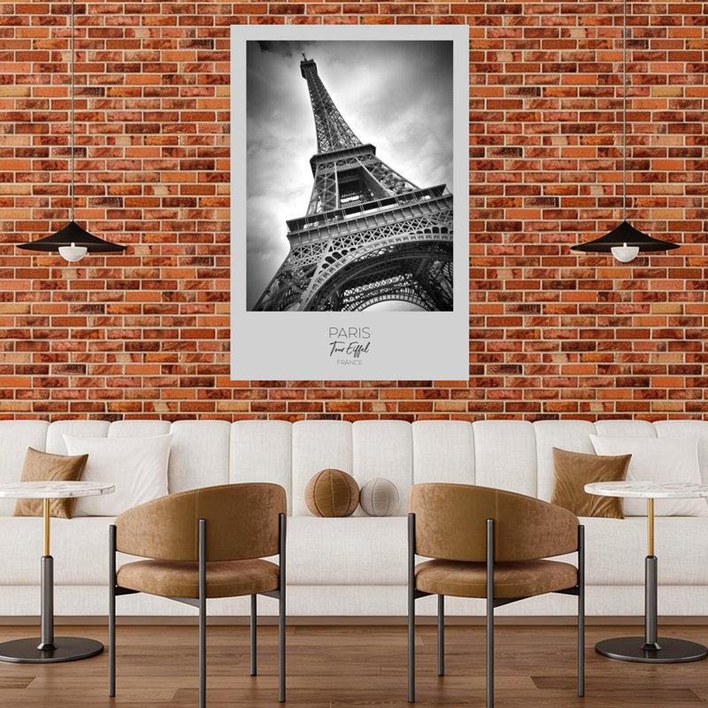 «Eiffel Tower Low Angle Abstract Contemporary City Art», art mural, 48" H x 32" W