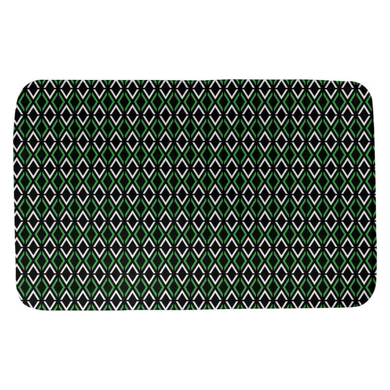 Tapis pour salle de bain diamants Leffel, l 17 po x L 24 po, Noir / Vert
