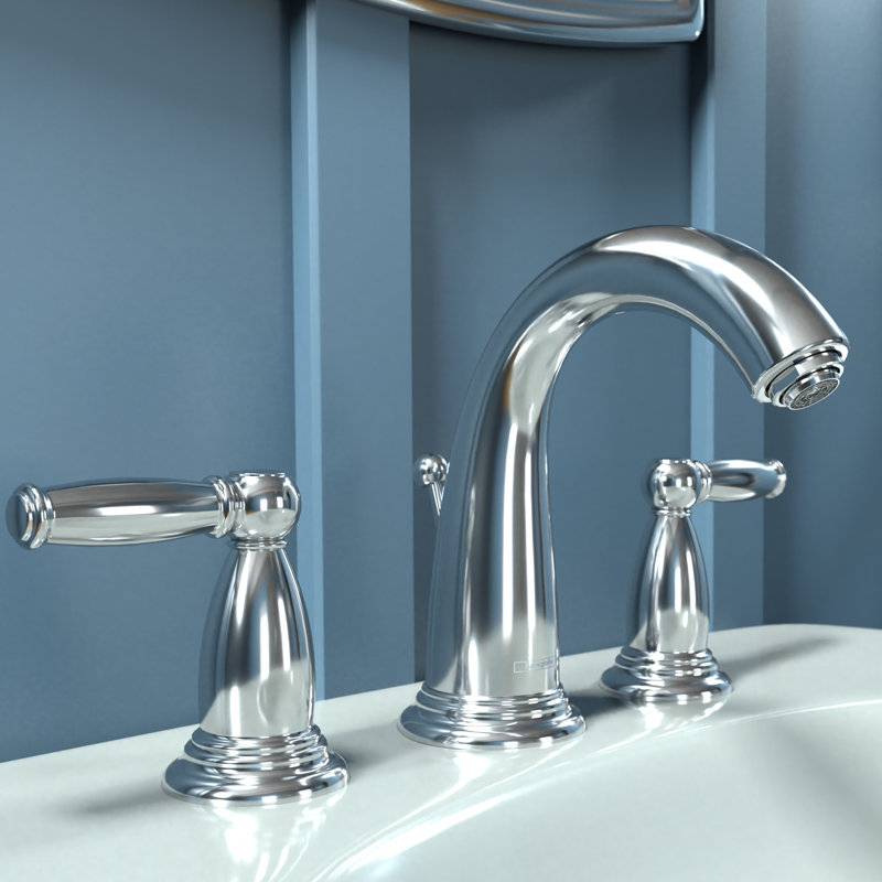 Swing C Double Handles Widespread Faucet Standard Bathroom Faucet, Chrome