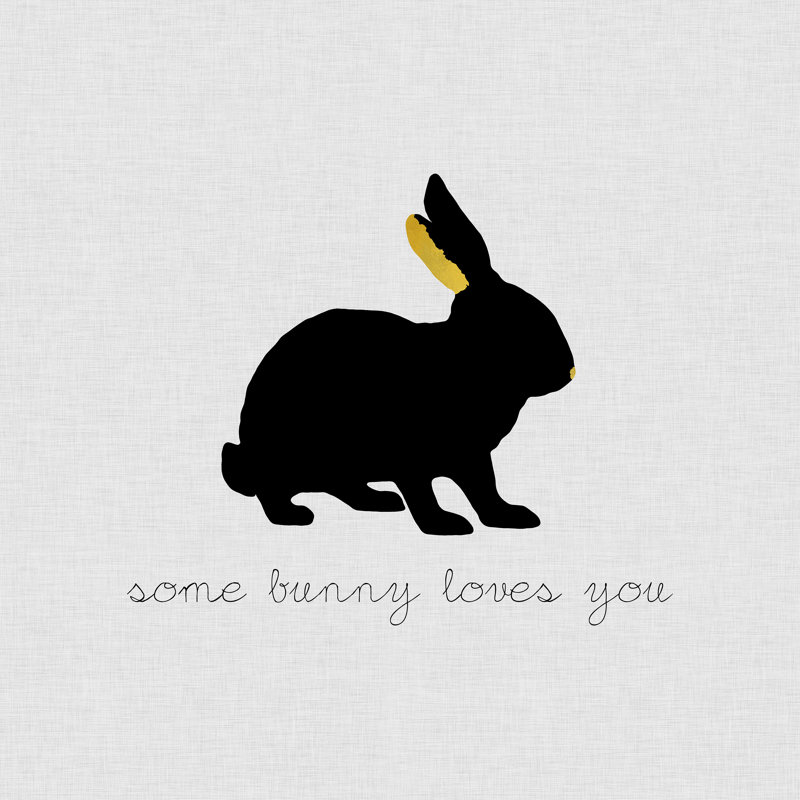 Some Bunny Loves You - Art textuel, H 12 po x l 12 po, Oui, Cadre simple blanc