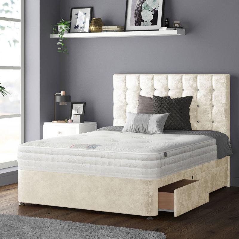 Rochester Upholstered Velvet Headboard, Super King (6'), Cream