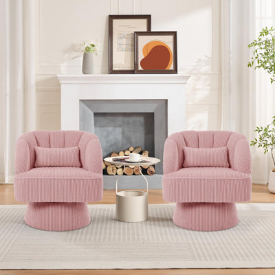 Méridienne moderne pivotante à 360 ° en velours côtelé, fauteuil rond avec accents rayés pour cinéma maison