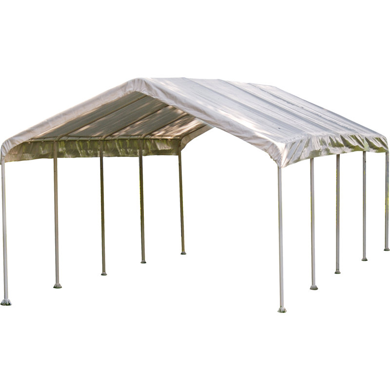 ShelterLogic 12' x 26' White Steel Frame Waterproof Canopy