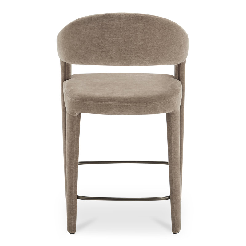 Martens Upholstered Bar Stool with Metal Frame, Camel Polyester, Counter Stool (26.4" Seat Height)