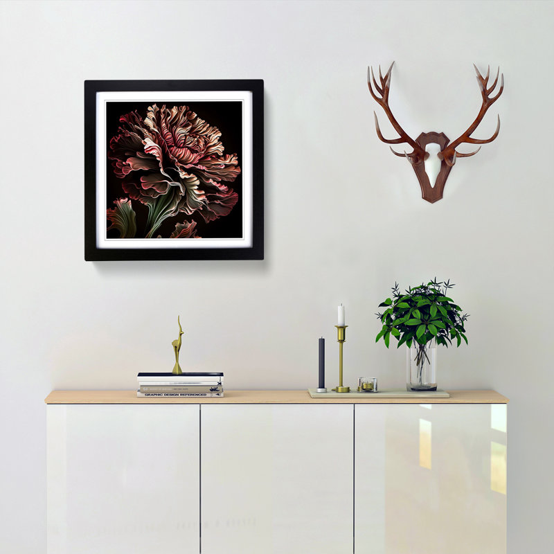 Carnation Flower Abstract Art - Framed Print, Black