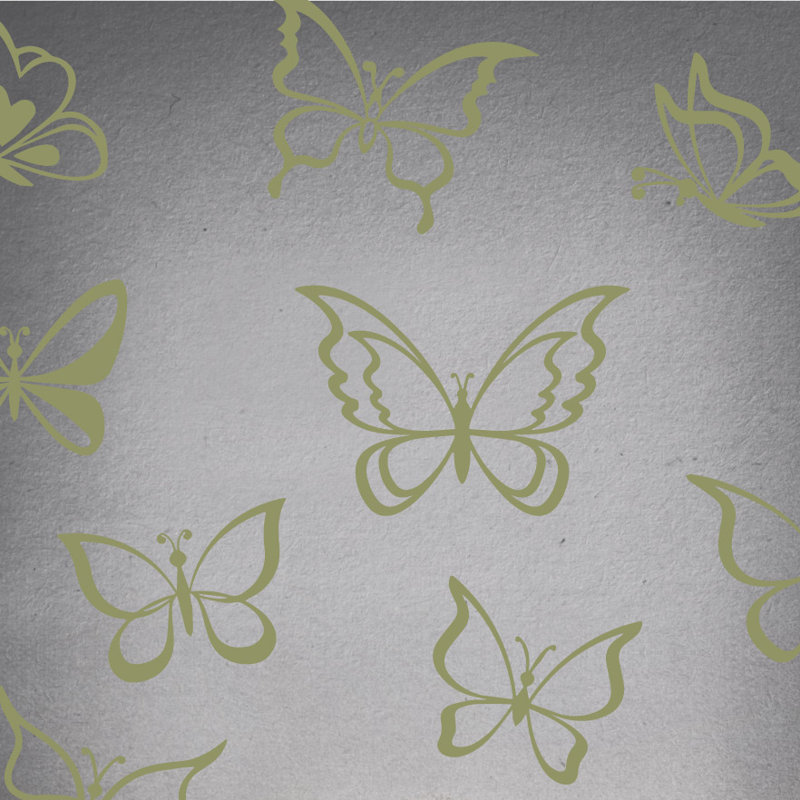 Adhésif décoratif papillon, Olive, H 24 po x l 25 po x P 0,01 po