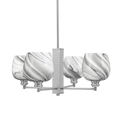 Edge 4 Light Chandelier With 6" Glass