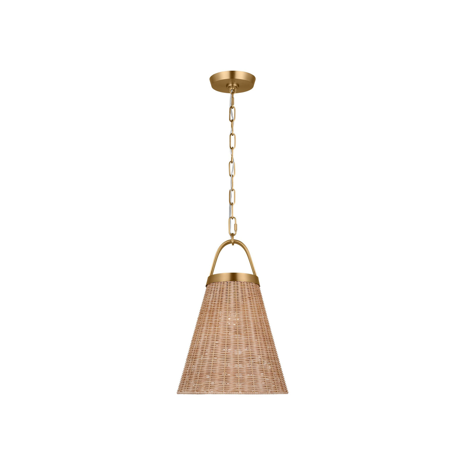 Darnaja Single Light Rattan Steel Dimmable Pendant, 18.5" H x 12.5" W x 12.5" D