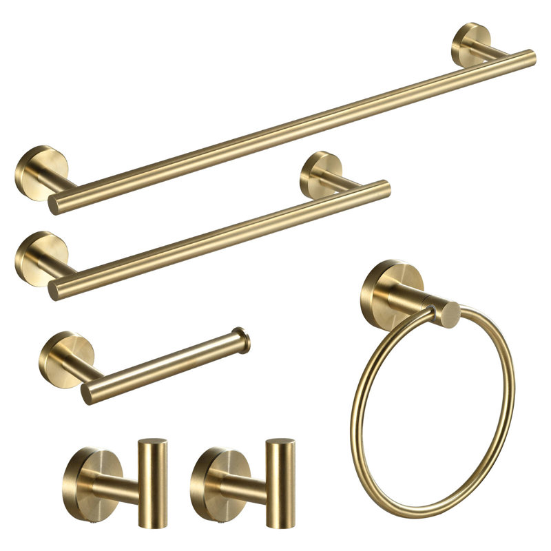 6-Piece Bathroom Hardware Set Brushed Gold, Brushed Nickel