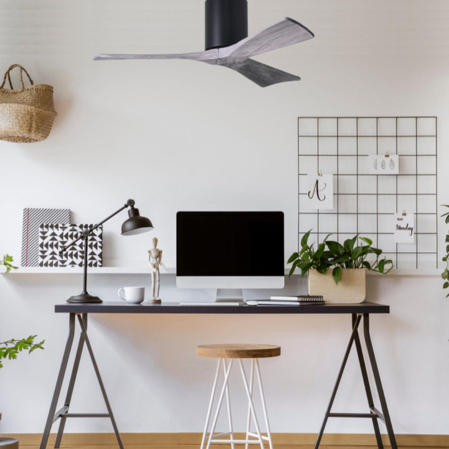 Olivier 72" Ceiling Fan, Matte Black, Barn Wood Tone, 42"