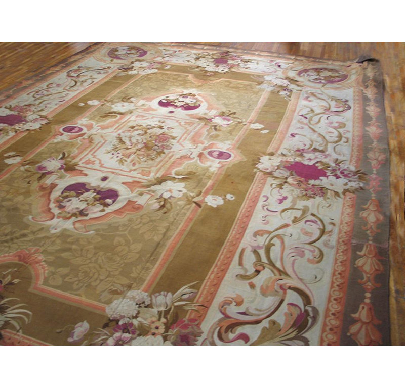 Beautiful Large Decorative Napoleon III Period Style Antique French Aubusson Rug