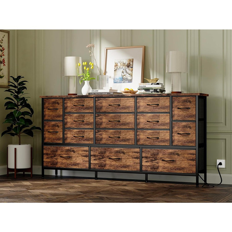 Meuble télé 63,3 pouces pour chambre à coucher, commode 16 grands tiroirs, ...