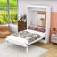 Lit escamotable double en bois avec 2 tiroirs et lattes
