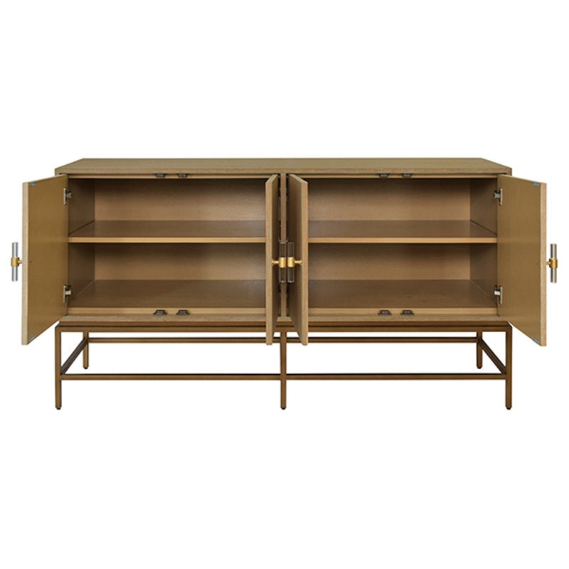 Ariel 60'' W Buffet, Antique Brass/Cerused Oak