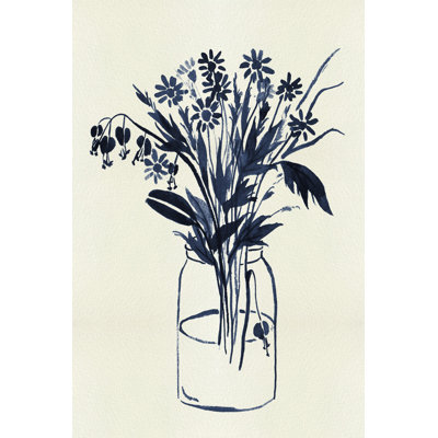 «Indigo Floral Vase II» par Melissa Wang - reproduction d'art sur toile tendue