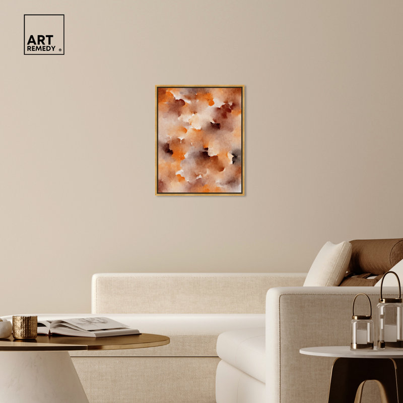Gold Framed Abstract Canvas Print in Warm Earth Tones