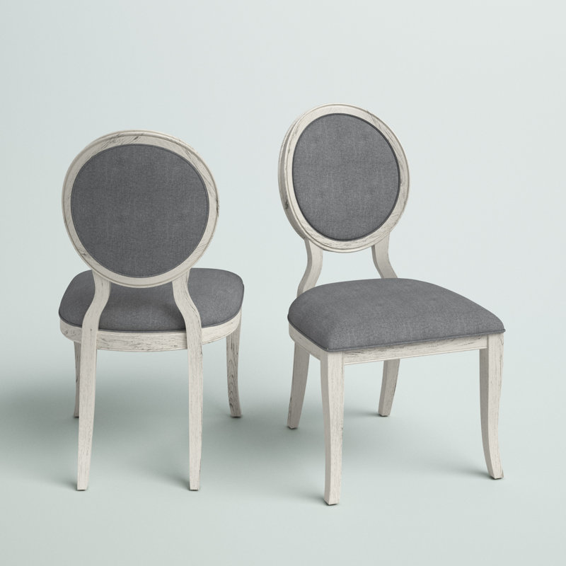 Upholstered Side Chair, Dark Gray, White