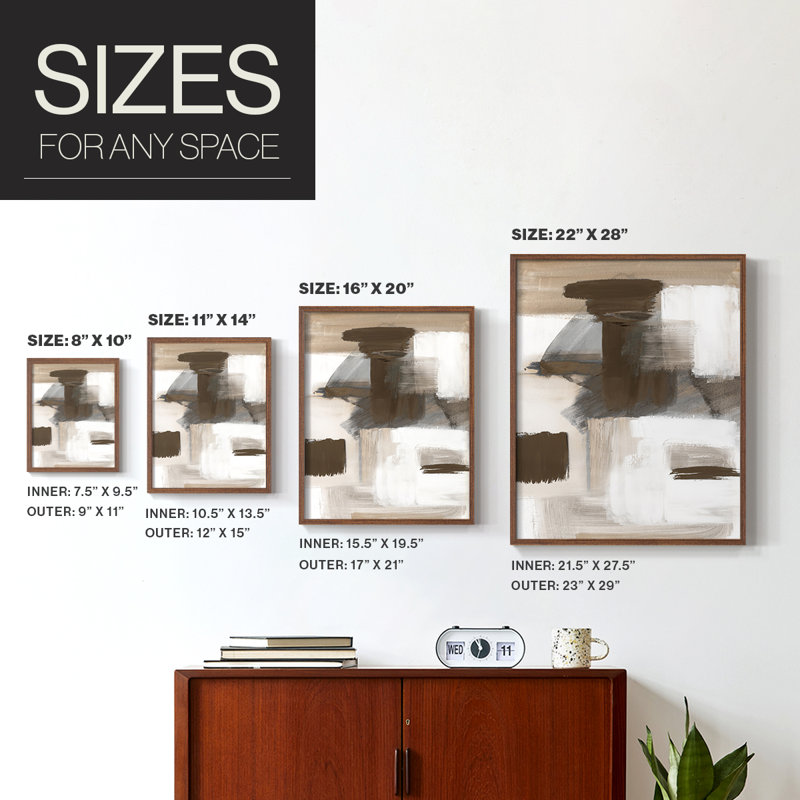 Navigating Neutrals Framed Print - Solid Wood, 11" H x 9" W, Walnut