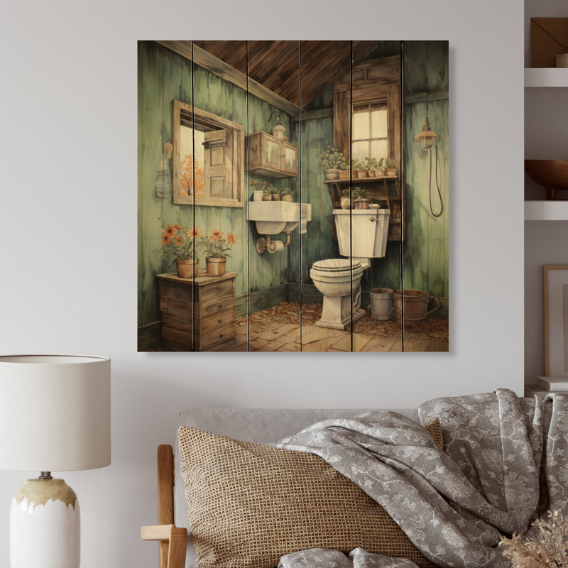 Toile de ferme rétro Sevgi, impression sur bois naturel, H 35 po x l 35 po x P 0,78 po