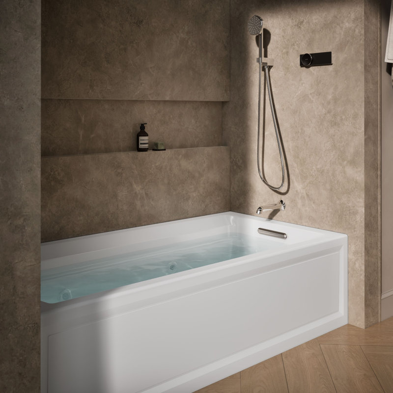 Archer® Alcove 72" x 36" Whirpool Bathtub, White, Right
