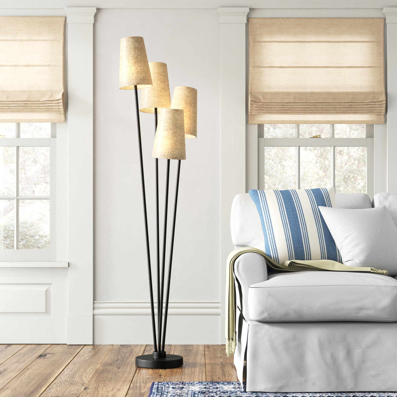 Pierre 68'' Floor Lamp, Black, Light Brown