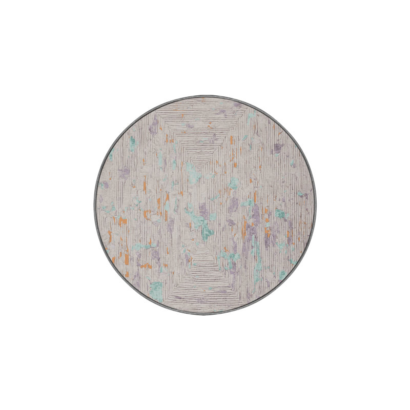 Machine Washable Gray Area Rug, Round 3'