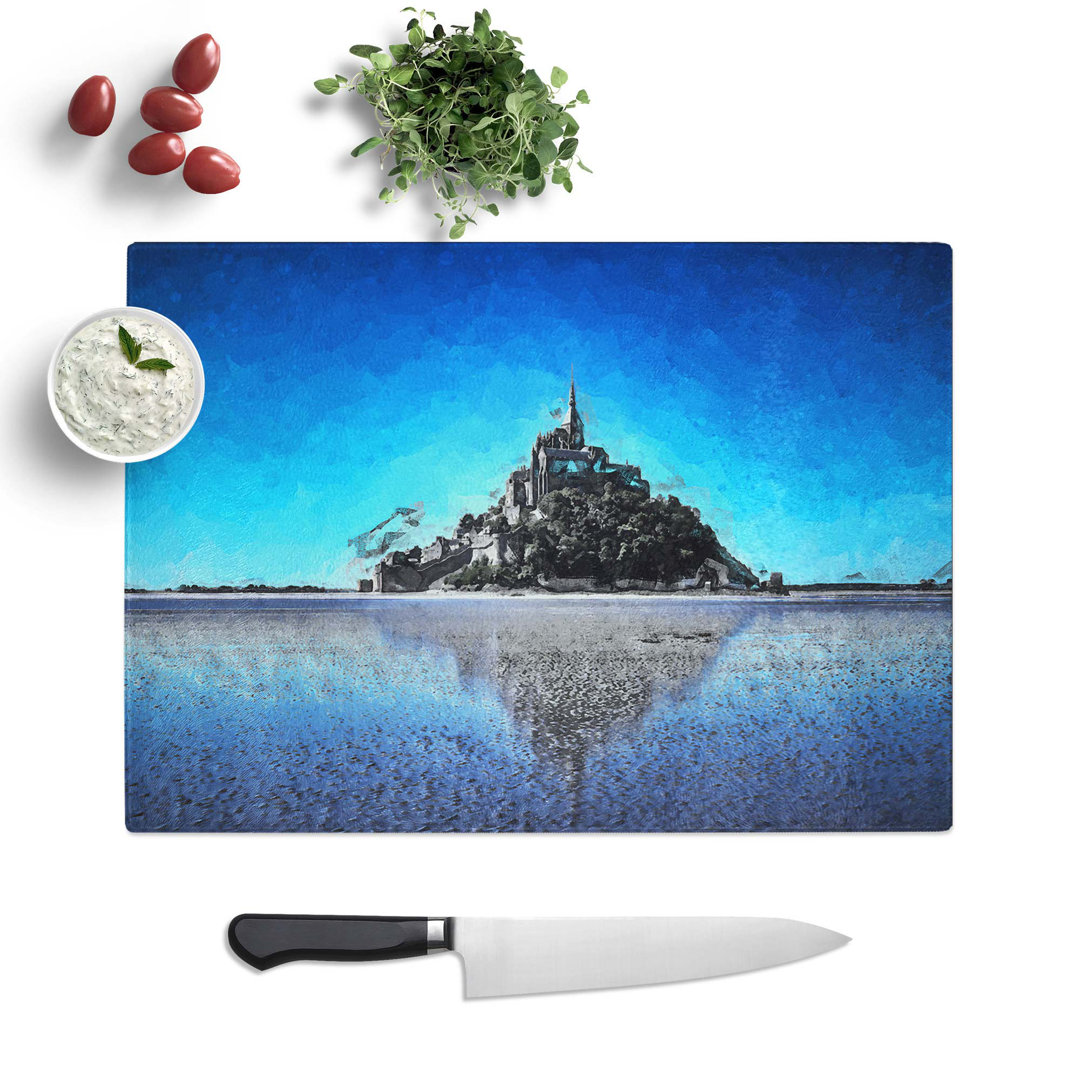 Glass Le Mont-Saint-Michel in Normandy in Abstract Chopping Board