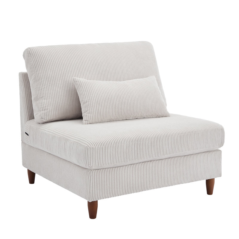 Seemab 102.1Cm Wide Slipper Chair, Sea Salt Grey Corduroy