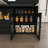 Kitchen Island With Extendable & Rotating Table, Mdf With Marble Veneer Retro Design, 4 Drawers & Glass Door Cabinets With Built-In Socket, Expandable Dining Station For 2-4 Person-129490341