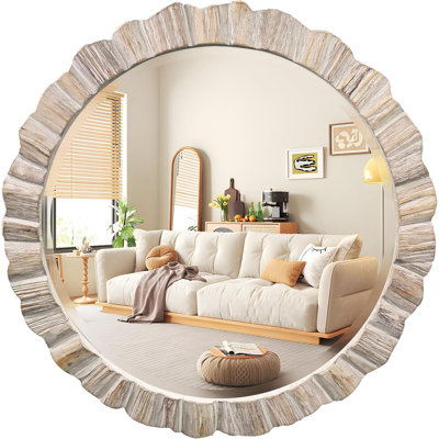 Wooden Round Mirror