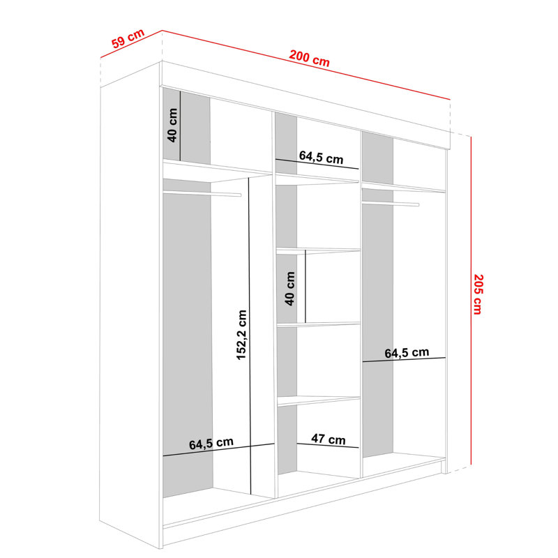 Alnita 3 Door Wardrobe, White