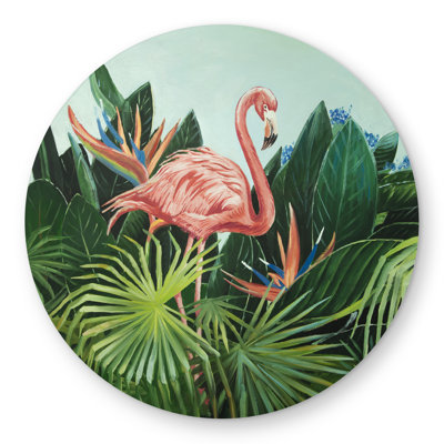 Tropical Flamingo Pink Round Outdoor Area Rug for Home Decor