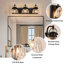 22.8-inch Three-Light Matte Black American Vintage Vanity Light-124582186