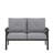 48" All-Weather Metal Loveseat 2 Seats Couch Sofa With Gray Cushions With Black Frame-1378583310-1378583311