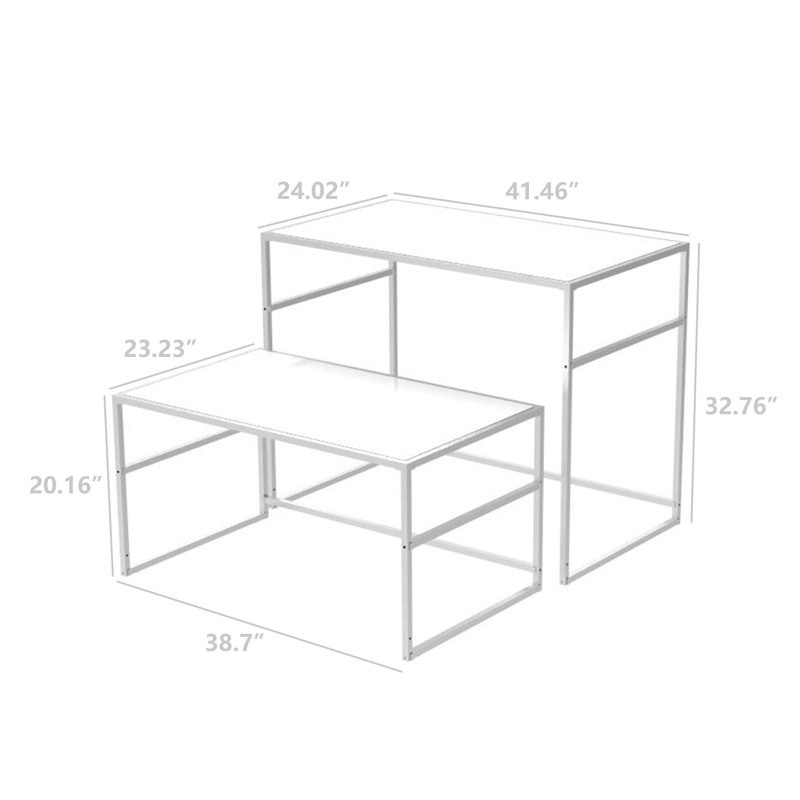 Fixturedisplays Nesting Display Tables, Set Of 2 (41.46" W X 24.02" D X 32.76" H, 38.7" W X 23.23" D X 20.16" H) White Retail And Exhibition Displays 119995-NEW