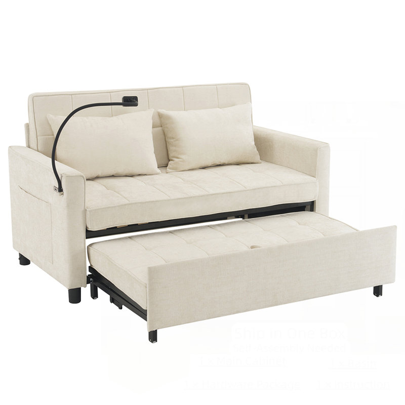Loveseat Sofa Pull-Out Sofa Bed Sleeper Sofa, Beige